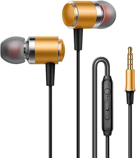 3.5mm iIn-Ear High-Performance Wired Handsfree with Noise Reduction & Mic, Deep Bass, Compatible with 3.5mm Audio Devices(Gold-V2)