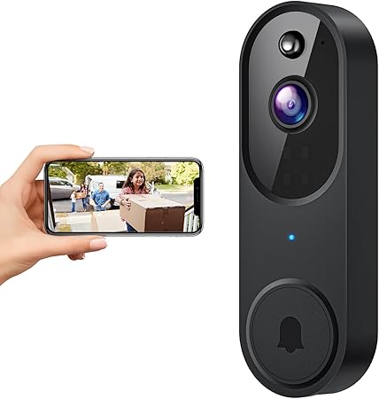 Wireless Smart Doorbell Camera, 1080P Video Resolutions, HD Live Image, AI Human Detection, Instant Alert, 2.4GHz Wi-Fi, Two- Way Audio, Night Vision, Cloud Storage,(Excluding Receiver)