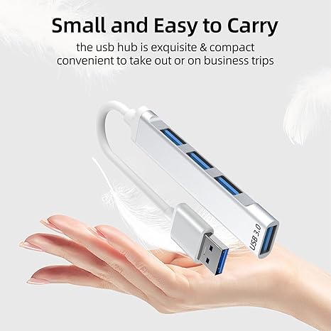 USB 3.0 Hub, 4-Port USB Hub USB Splitter USB Expander for Laptop, Xbox, Flash Drive, HDD, Console, Printer, Camera, Keyborad, Mouse and More