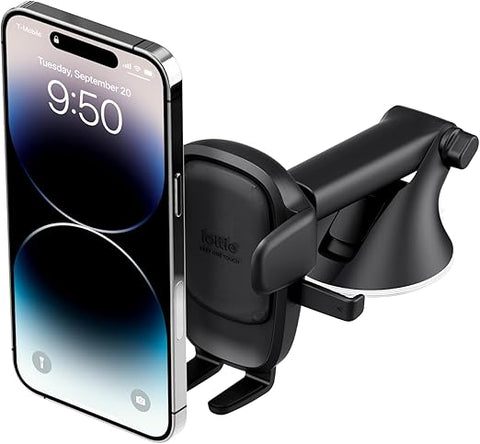 Easy One Touch Advanced Universal Car Mount Dashboard & Windshield Suction Cup Phone Holder for iPhone Samsung, Google, All Smartphones -Moblie Holder