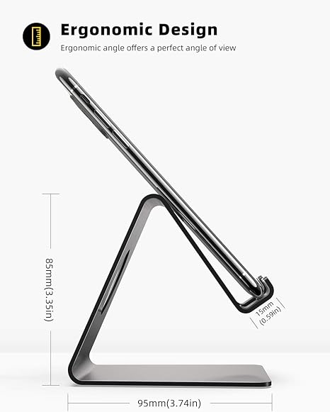 Cell Phone Stand, Phone Dock: Cradle, Holder, Stand for Office Desk - Black -Moblie Holder