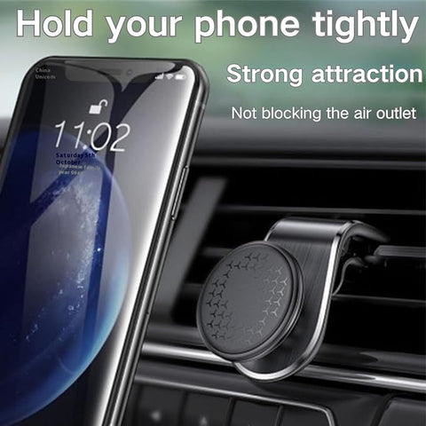2-Pack Strong Magnetic Car Phone Holder - 360° Rotatable L-Shape Air Vent/Dashboard Mount for iPhone, Samsung, Huawei - Super Sticky Magnet, (Black + Red)