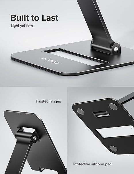 2 Pack Dual Folding Cell Phone Stand, Fully Adjustable Phone Holder for Desk, Compatible with Phone 16 15 14 13 12 11, Nintendo Switch, All Phones, Black