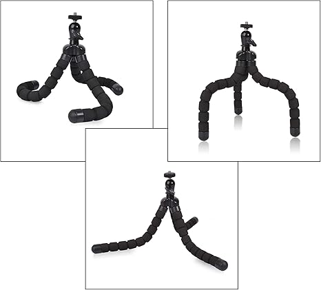 Phone Mini Tripod, Ruittos Premium Flexible Mobile Phone Tripod Stand Compatible with iPhone Samsung Go Pro, Small Digital Camera, Black -Phone Holder