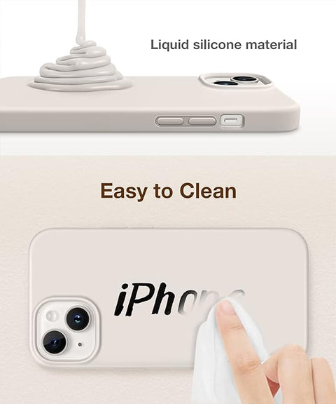 Magnetic for iPhone 14 Case, Compatible with Magsafe, with Screen Protector + Camera Protector, Anti-Scratch Microfiber Lining, Liquid Silicone Shockproof Protective Phone Case, Stone