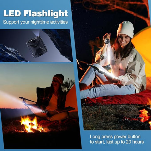 Portable Fan Rechargeable, Personal Waist Neck Wearable Cooling Fan with Light up to 16Hours Working Time, 4 Speeds 9200RPM Strong Airflow for Outdoor, Jobsite, Camping, Travel