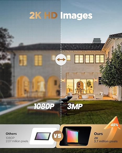 Security Cameras Wireless Outdoor Battery: 2K WiFi Camera Indoor for Home Security System - CCTV Camera Waterproof Night Vision Camaras de Seguridad para Casa Inalambricas