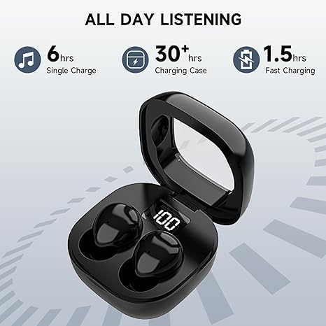 Invisible Sleep Earbuds, Smallest Sleep Headphones for Side Sleepers Low Profile Micro Tiny Discreet Hidden Earbuds for Work, Wireless Mini IPX5 Waterproof for Small Ear Canals, DeepBlack