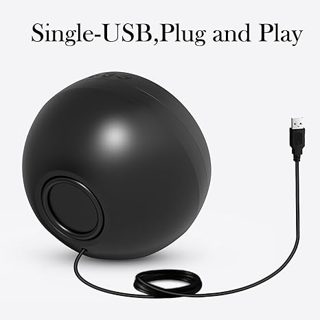 USB Computer Speaker for Laptop, External Speakers for Desktop Computer with Crystal Clear Sound, Rich Bass and Volume Buttons, Plug-N-Play (Black)
