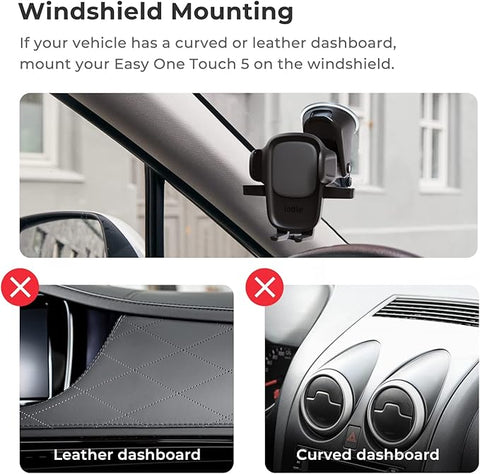 Easy One Touch Signature Dashboard & Windshield Universal Car Mount Phone Holder Desk Stand with Suction Cup Base and Telescopic Arm for iPhone, Samsung, Google, More Smartphones