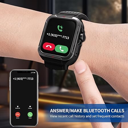 Smart Watch for Men, Answer/Make Bluetooth Calls, Metal Frame 1.8" Alexa Built-in Fitness Tracker with IP68/100 Sports Modes/Heart Rate/SpO2/Stress/Sleep Monitor for iOS/Android (Black)