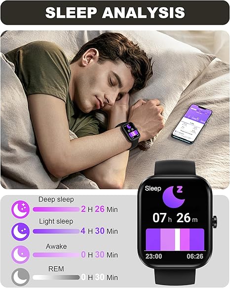 Smart Watch for Men Women(Answer/Make Call)-1.91" HD Fitness Smartwatch with Sleep/Heart Rate/spO2 Monitor, 113+ Sport Modes, IP68 Waterproof Smart Watch for Android iOS,Black