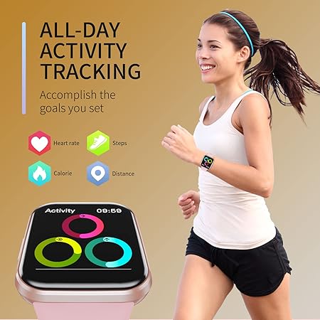 Smart Watch for Men Women (Answer/Make Call), 1.96" HD Smartwatch Fitness Activity Tracker, 110+ Sports, Heart Rate/Sleep Monitor/Pedometer/Calories, Fitness Watch for Android iOS Pink
