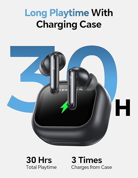 Wireless Bluetooth Earbuds: 5.4 TWS, 13mm Drivers Hi-Fi Deep Bass, 30H Playtime, Touchscreen Control, Mic for Calls, IPX5 Water-Resistant/Sweatproof, USB-C Charging, Gifts for Teens/Women/Men, Black