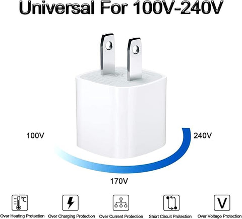 USB Wall Charger,Small iPhone Charger Box,Travel Plug Cube 5W Power Adapter for iPhone SE 2020/12 Pro Max/11 Pro Max/XR/X/8 Plus/7/6S/6S/6/5,Galaxy S7/S6/S5 Edge,LG,HTC,Huawei,Moto,Kindle
