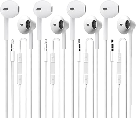 Wired Handsfree 4 Pack, HiFi Stereo Wired with Handsfree Volume Control Compatible with iPad, Laptop, MP3, Android Smartphones, Fits All 3.5mm Jack Device