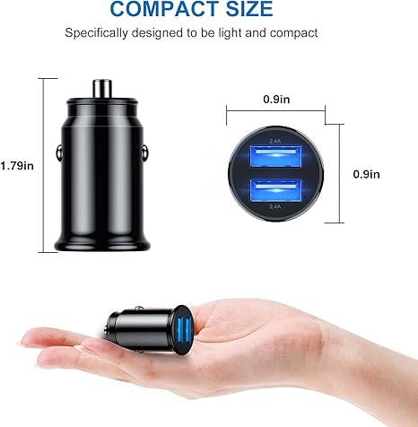 iPhone Car Charger Apple Certified, USB A Fast Car Charging Cable for iPhone 14 Pro Max/14/13 Pro/13/12 Mini/11 Pro/XS/X/8 Plus/7/6/5S/SE, Dual Port USB Adapter Cigarette Lighter and Lightning Cord