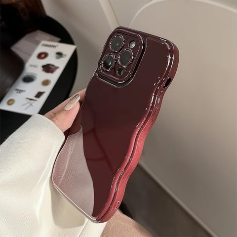 Phone Case for iPhone 16 Plus Case,Simple Wave Design Wavy Frame Soft Silicone Aesthetic for iPhone 16 Plus,Wine Red