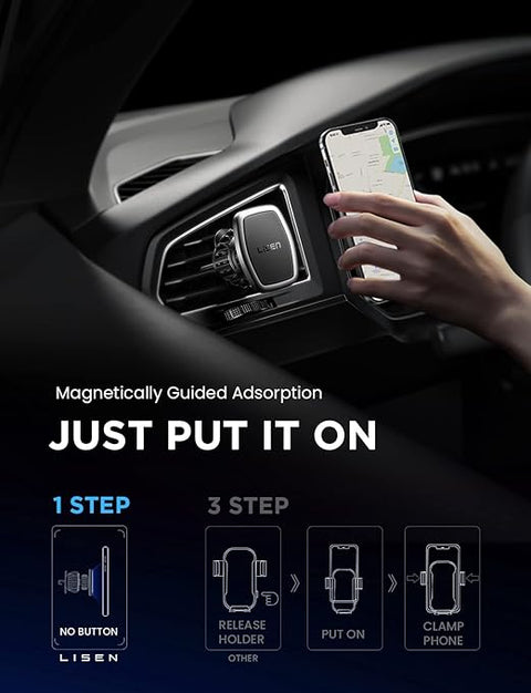 2 Pack Magnet for Phone Car Mount Magnetic Phone Holder for Your Car Vent 6 Military Magnets Vent Cell Phone Holder Mount for Car Plate Fit All iPhone 16/15/14/13 Pro Max Plus Samsung S25