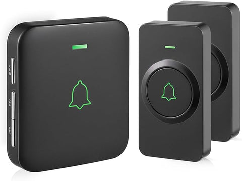 Wireless Door Bell, CB-21 Mini Waterproof Wireless Doorbell Operating at Over 1000 Feet, 2 Remote Buttons Can Have Different Tones, 52 Melodies, CD Quality Sound and LED Flash