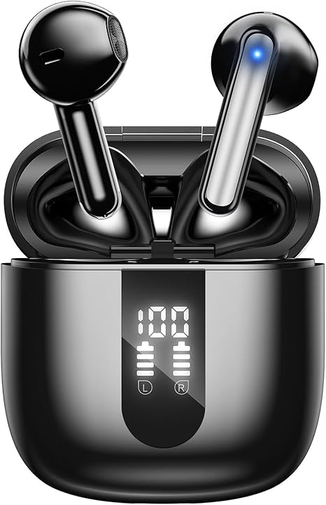 Bluetooth Earbuds Wireless Headphones, 60H Deep Bass Ear Buds with 4 Noise Cancelling Microphone, IP5 Waterproof Earphones for iPhone Android Sports Gaming School audifonos bluetooth inalambricos
