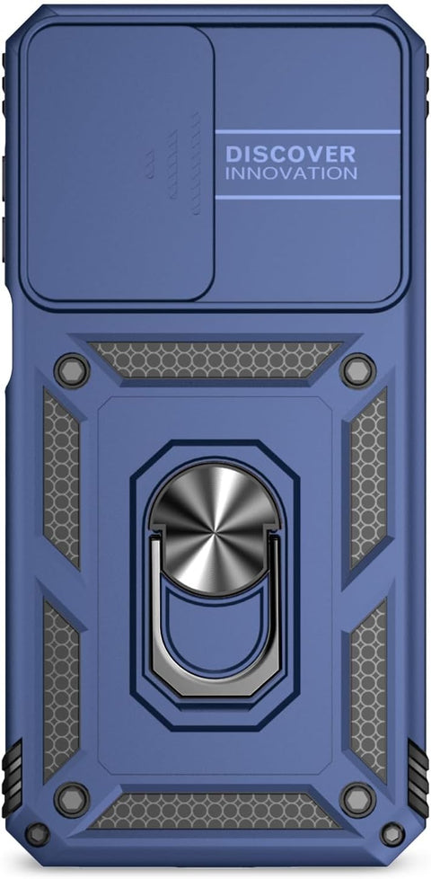 for Samsung Galaxy A16 5G Case with Camera Lens Cover HD Screen Protector, Dual Layer Military-Grade Drop Tested Magnetic Ring Holder Kickstand Protective Phone Case for Samsung Galaxy A16 5G (Navy)