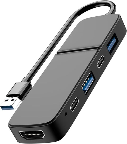 5-Port USB 3.0 Hub with 4K HDMI - Dual USB-A/C, 5Gbps Data Transfer for MacBook Pro/Air, iPad Pro, iPhone 15, iMac, XPS, ThinkPad & More - Ideal for Flash Drives & Portable Hard Disks