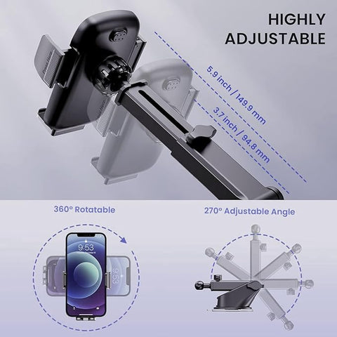 Universal Car Phone GPS Navigator Mount - 3-in-1 Windshield/Dashboard/Air Vent Holder for iPhone & Android GPS Navigator, 360° Adjustable, Cell Phone Camera Mounts -Moblie holders