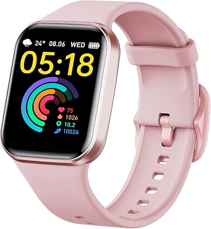 Smart Watch for Men Women, 1.69" Large HD Screen Smartwatches, 25 Sports Mode Smart Watches, IP67 Waterproof Activity Tracker, Fitness Watch with Heart Rate Sleep Monitor, Calorie/Step Counter, Pink