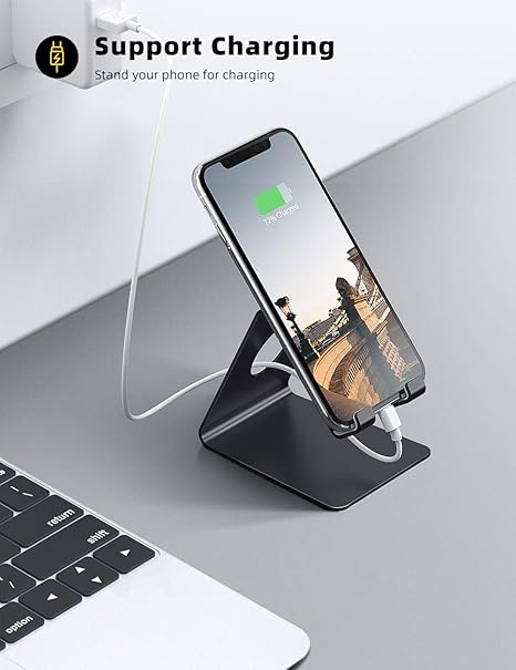 Cell Phone Stand, Phone Dock: Cradle, Holder, Stand for Office Desk - Black -Moblie Holder