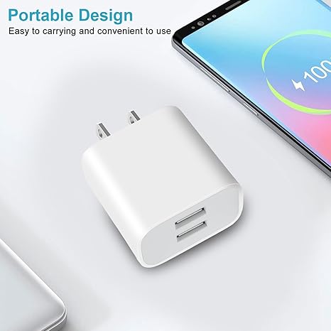 3 Pack USB Wall Charger, Dual Port Plug Adapter for Wall Outlet Charging Block, USB Power Adapter for iPhone 14/13/12/11 Pro/Pro Max, XS/XR/X, Galaxy, Pixel, Moto and Android Phones (White)
