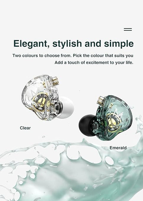 TRN MT1 1DD HiFi Handsfree, TRN MT1 in-Ear Handsfree with New 10mm Composite Magnetic Dynamic Driver Over Ear Headset with Detachable 2 Pin 0.75MM Cable(No mic,Clear Green)