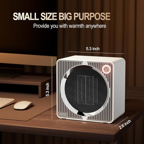 Electric Space Heater, Energy Efficient Portable Space Heaters for Indoor Use, PTC Ceramic Small Desk Heater, Overheating & Tip-Over Protection Mini Personal Heater for Offices Desk Camping Black