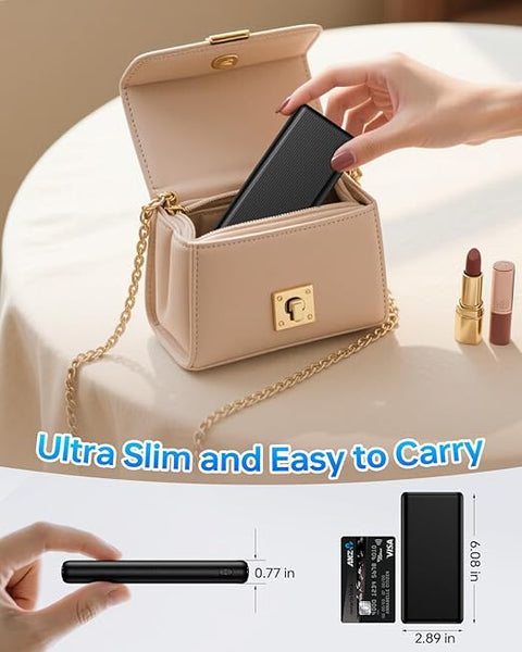 Portable Charger, 32000mAh 5V/3A Power Bank with Dual 22.5W High-Speed Charging, Thinnest Travel Essentials with LED Display, Battery Pack Compatible with iPhone Samsung iPad etc (Black)