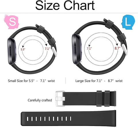 6 Pack Sport Bands Compatible with Fitbit Versa, Classic Soft Silicone Replacement Wristbands for Smart Watch Women Men (6 Pack A, Small)