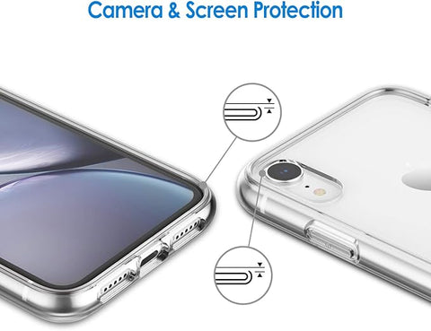 Case for iPhone XR 6.1-Inch, Non-Yellowing Shockproof Phone Bumper Cover, Anti-Scratch Clear Back (Clear)