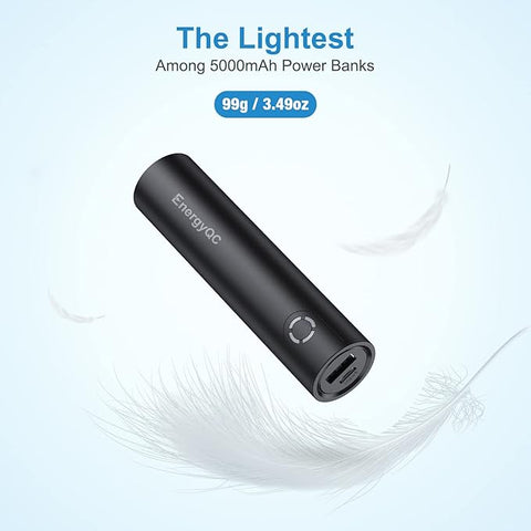 Fast Charging Portable Charger 5000mAh,External Battery Power Bank with 5V/2.4A Output and USB-C Input(Recharge Only), Battery Pack Compatible with iPhone,Samsung Galaxy and More-Black