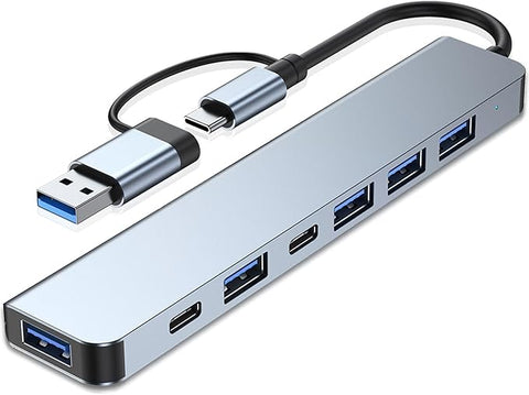 USB C & USB Hub 7-in-1 with USB 3.0, USB-C Ports for PC/Laptops/MacBook Pro/Air/iMac/iPad and More Devices