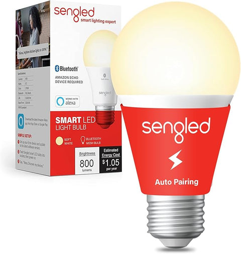 Alexa Light Bulb, S1 Auto Pairing with Alexa Devices, Warm Smart Light Bulbs, Bluetooth Mesh Smart Home Lighting, E26 60W Equivalent, 800LM, 1-Pack
