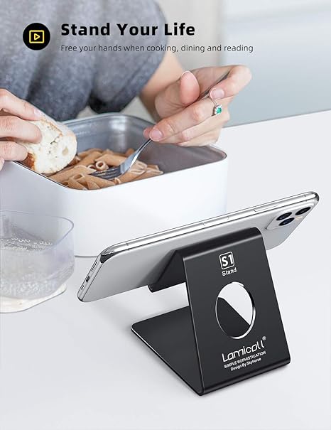 Cell Phone Stand, Phone Dock: Cradle, Holder, Stand for Office Desk - Black -Moblie Holder