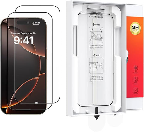 Tempered Glass Screen Protector for iPhone 16 Pro, [Fast and Easy Installation],[Military Grade Protection] Full Coverage Fit Bubble Free Protection for Apple 16 Pro 6.3inch (2-Pack)