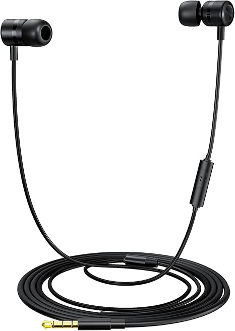EP-06 Wired Handsfree in-Ear ,Build-in Noise Isolating Handsfree,3.5mm Jack 4.9ft Long Cord Ear Buds,HD Bass Audio,with 6 Ear Tips,for /Laptop/Computer Etc-Black