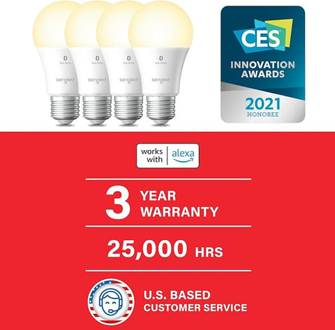 Alexa Light Bulb, S1 Auto Pairing with Alexa Devices, Warm Smart Light Bulbs, Bluetooth Mesh Smart Home Lighting, E26 60W Equivalent, 800LM, 1-Pack