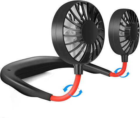 Portable Neck Fan Rechargeable Personal Hand-Free Fan Mini USB Wearable Neckband Sport Fan, 3 Speed Adjustable, 360 Degrees Free Rotation Perfect for Working, Traveling, Office, Reading (Black)