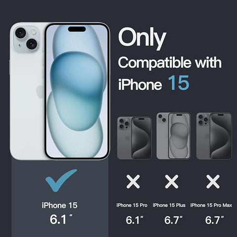 Case for iPhone 15 6.1-Inch, Non-Yellowing Shockproof Phone Bumper Cover, Anti-Scratch Clear Back (Clear)