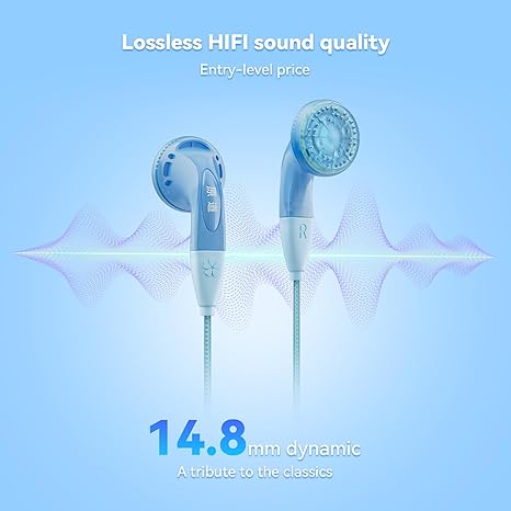 YDSmall Small Size Flathead Wired Handsfree, HiFi Sound 3.5mm Jack in Ear Handsfree no Wire for DAP/iPod/Android/PS5 Game Console/PC/Tablet/Laptop/Xbox(Blue)