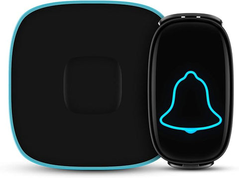Wireless Doorbell, BO YING Waterproof Door Bell, Easy Install, Operating at 1000ft Range with 38 Melodies to Choose, Adjustable Volume and LED Flash,1 Push Button(Battery included)&1 Receiver (Black)