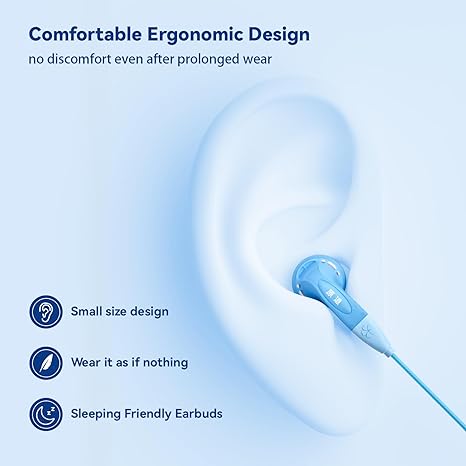 YDSmall Small Size Flathead Wired Handsfree, HiFi Sound 3.5mm Jack in Ear Handsfree no Wire for DAP/iPod/Android/PS5 Game Console/PC/Tablet/Laptop/Xbox(Blue)