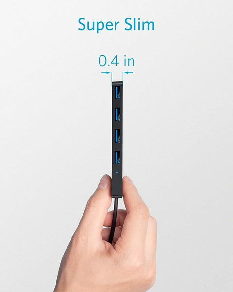 4-Port USB 3.0 Hub, Ultra-Slim Data USB Hub with 2 ft Extended Cable (Charging Not Supported), for MacBook, Mac Pro, Mac Mini, iMac, Surface Pro, XPS, PC, Flash Drive, Mobile HDD