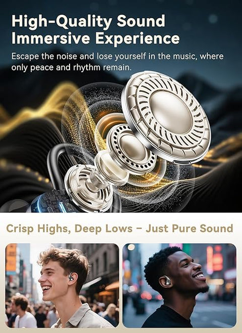 Wireless Earbuds, ANC Noise Cancelling Sport Ear Buds with Multifunctional Touch Screen, Bluetooth 5.4 Headphones, Bass Stereo Sound, 5 EQ Over The Ear Earbuds for Sports/Workout/Gym-Grey